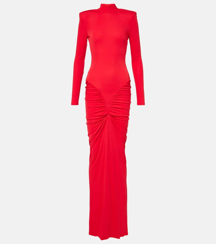 Darja ruched high-neck gown