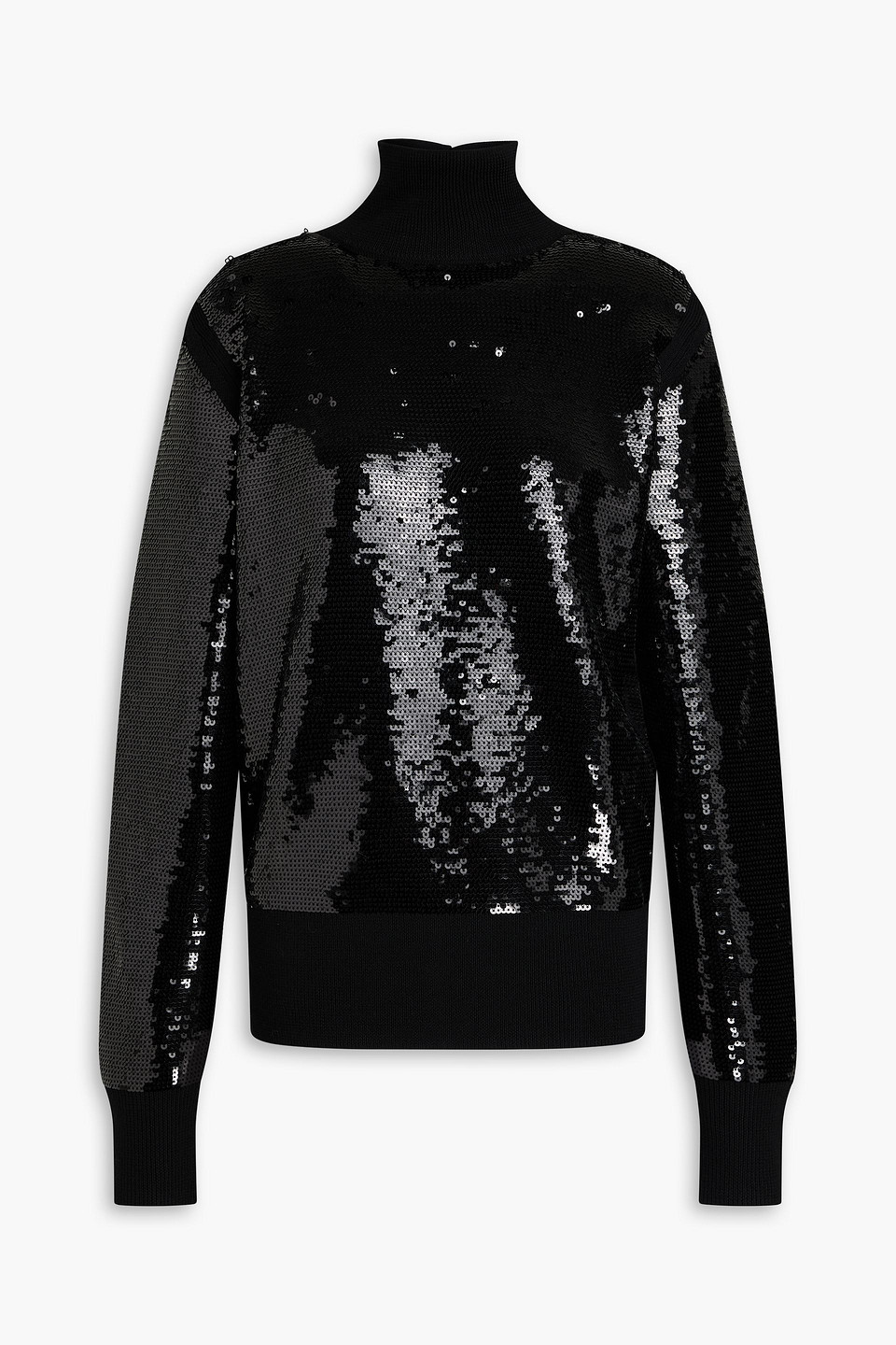 Sequined wool-blend turtleneck sweater - Black - XS