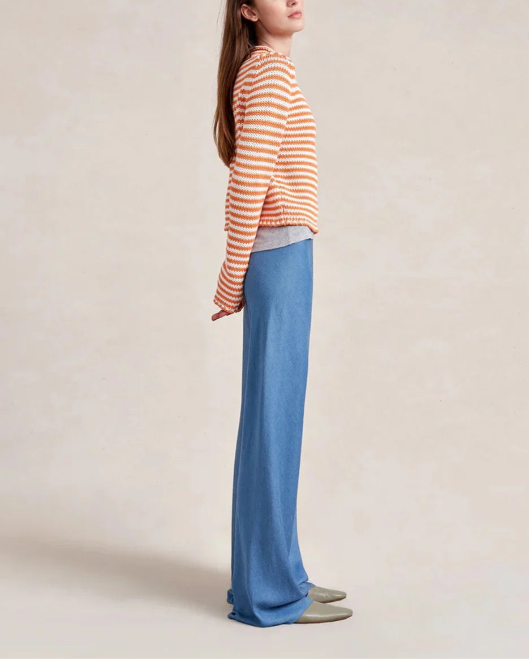 Fine Stripe Mini Marina Sweater Apricot