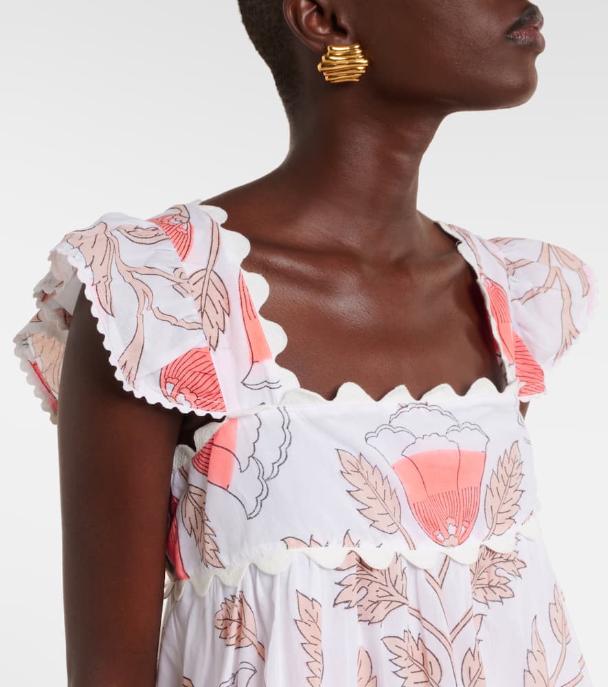 Printed scalloped cotton top