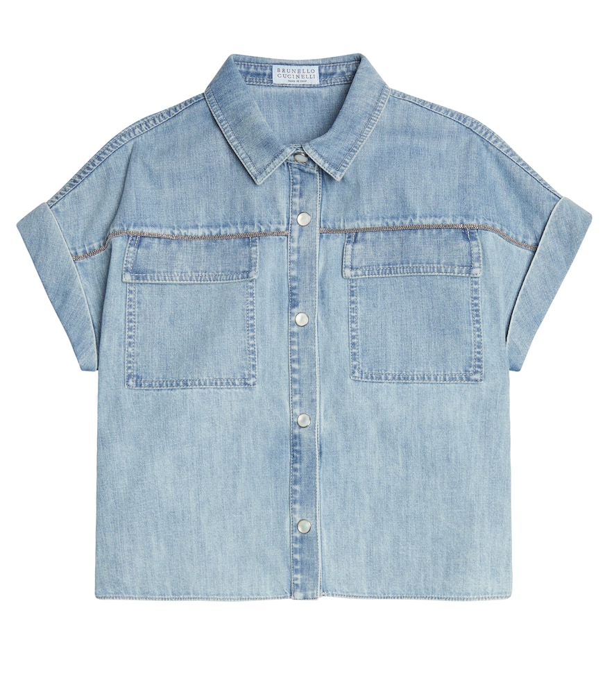Brunello Cucinelli Kids Embellished denim shirt