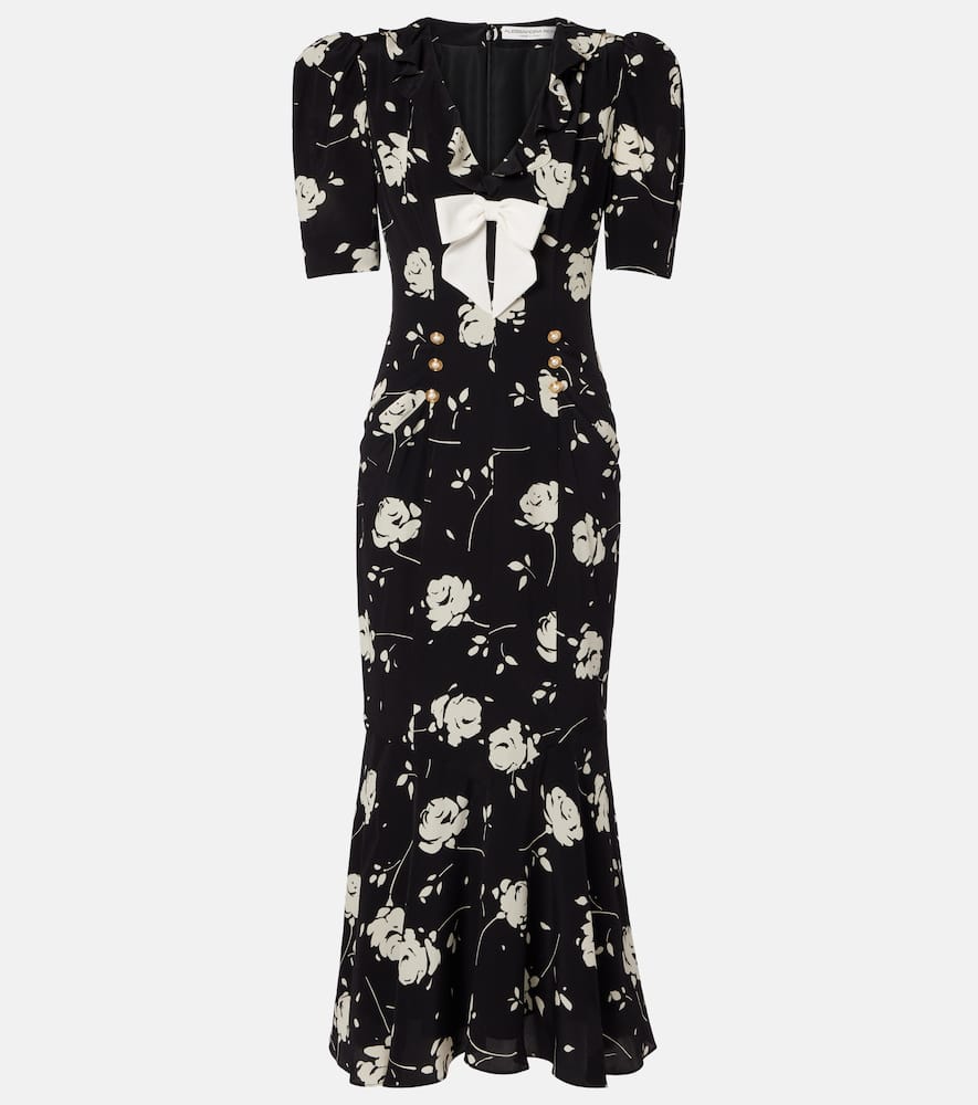Floral printed silk midi dress