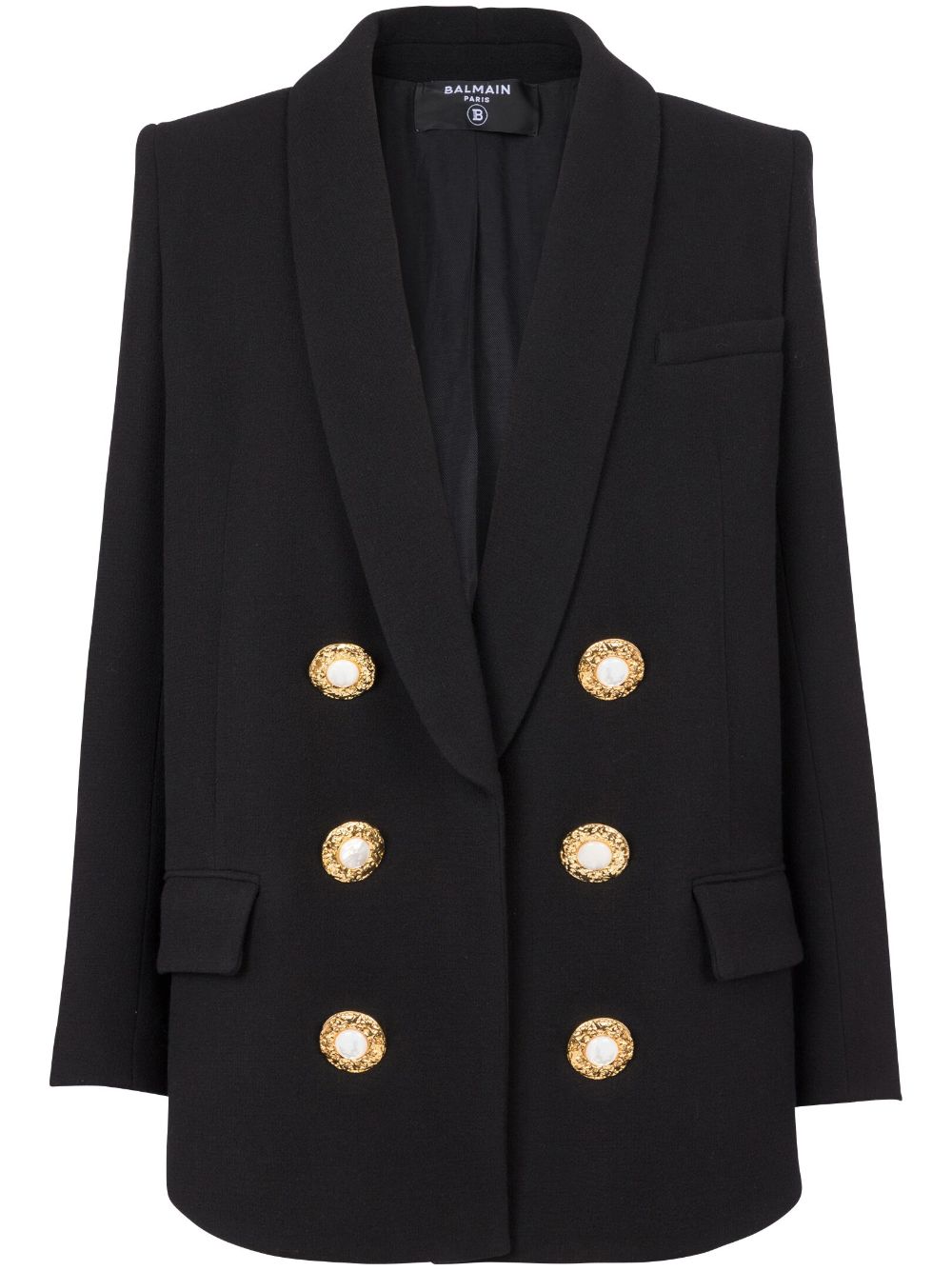 Button-fastening double-breasted jacket - Black