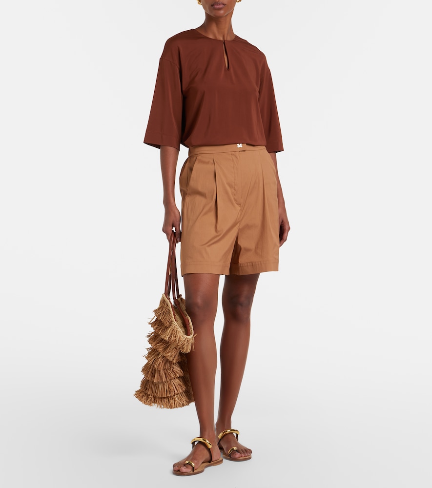 Medeola pleated cotton-blend Bermuda shorts