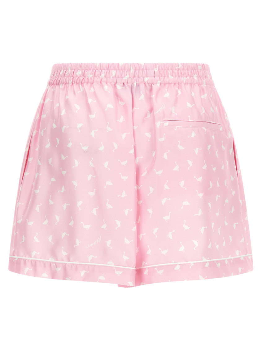 Moschino - pleated shorts bird print button detai