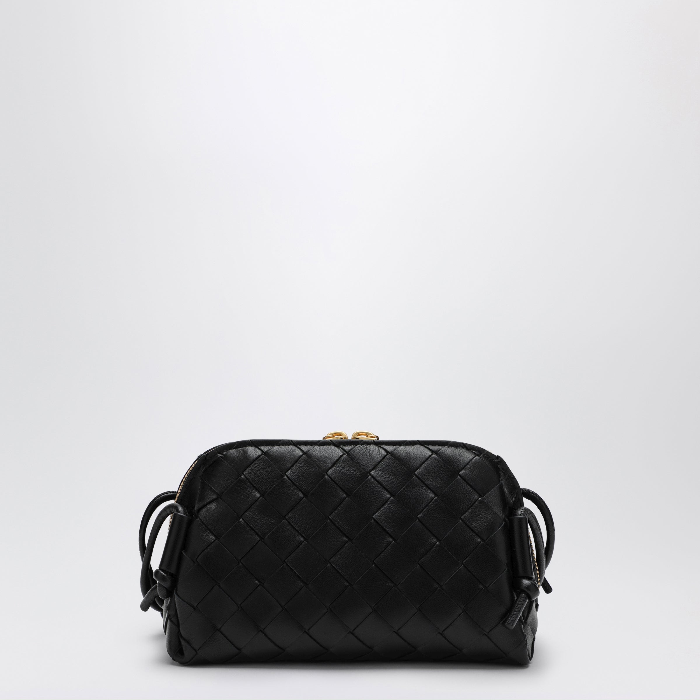 Black plaited Concert clutch bag