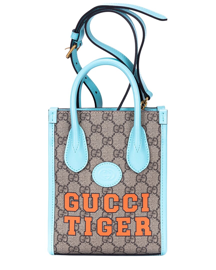 Beige & Blue Supreme Coated Canvas Tiger Tote, Never Carried (Authentic  Pre-Loved)