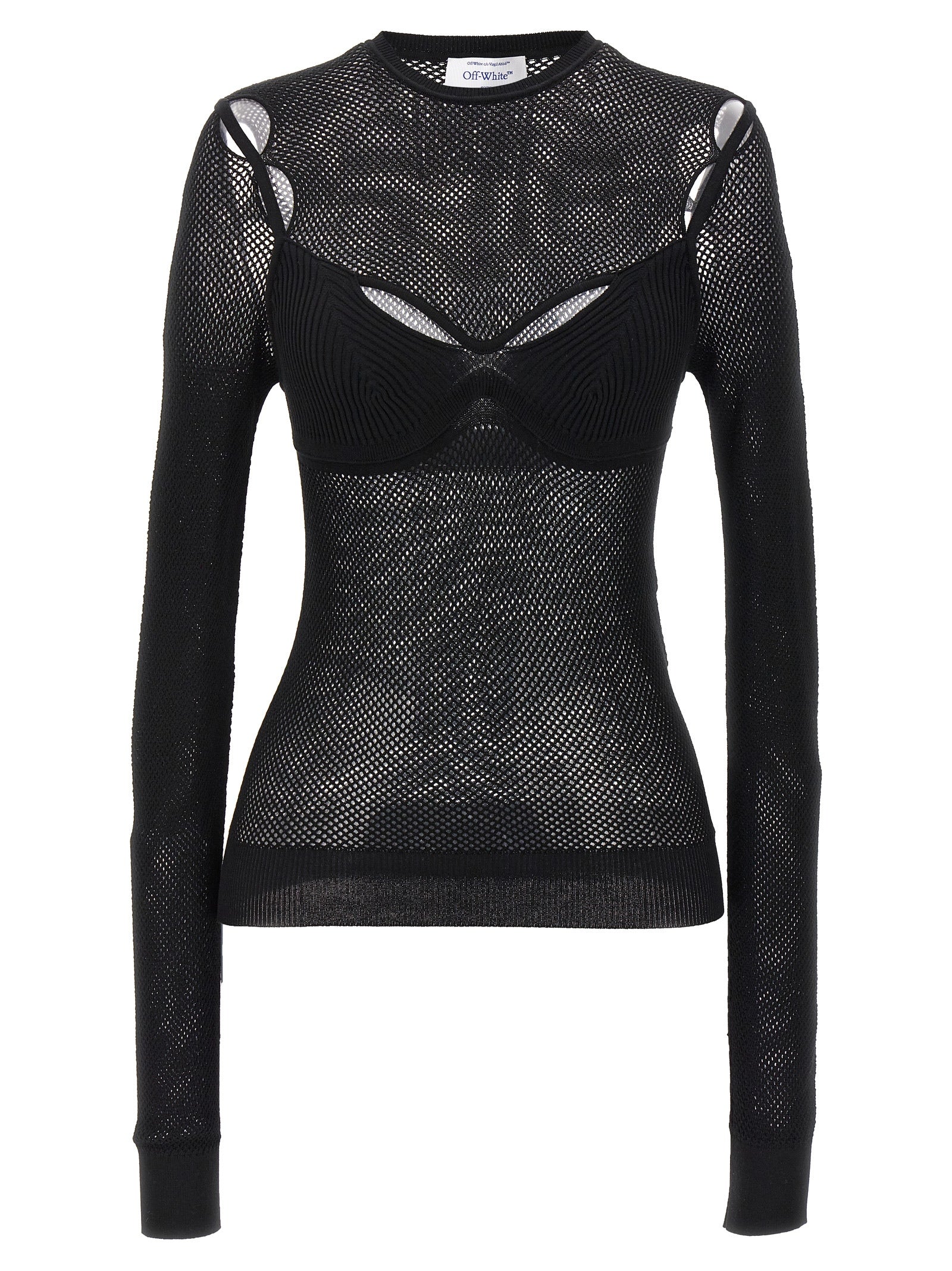 Mesh Cut-Out Blouse — Black