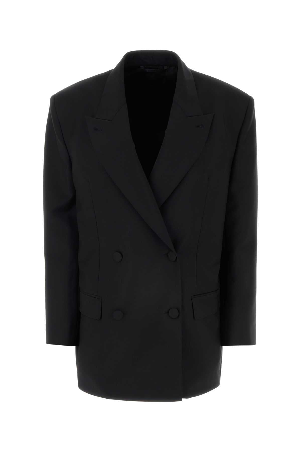 Double-Breasted Wool-Mohair Blazer — Black