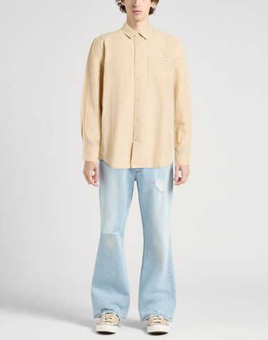 Man Shirt Beige Size L Linen, Cotton