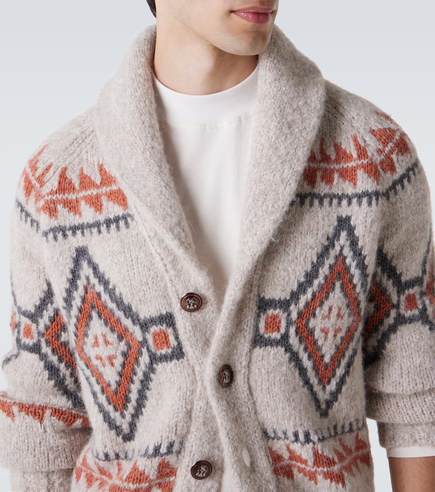 Jacquard wool-blend cardigan