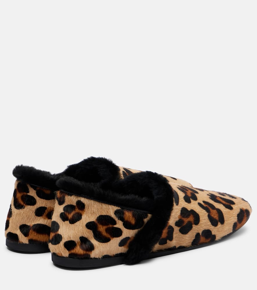 Shearling-lined calf hair slip-on shoes