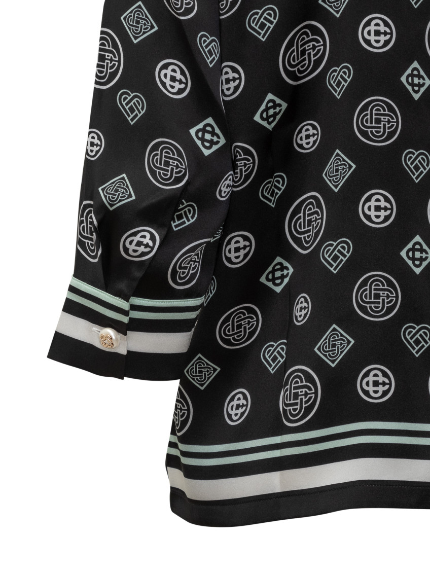 Black Regular Logo Print Shirt