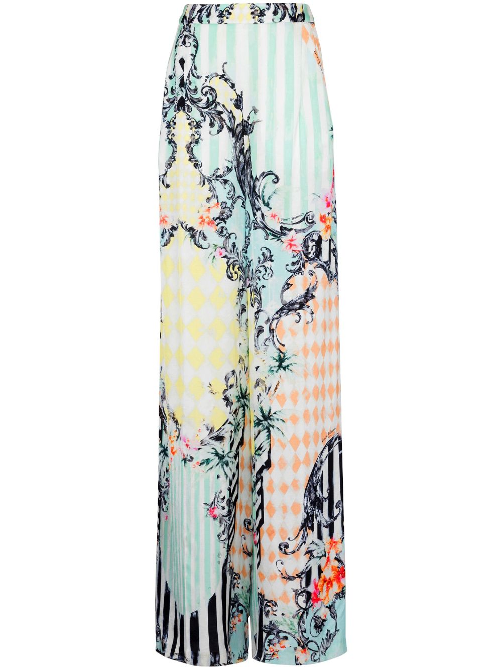 Baroque-print palazzo trousers - Blue