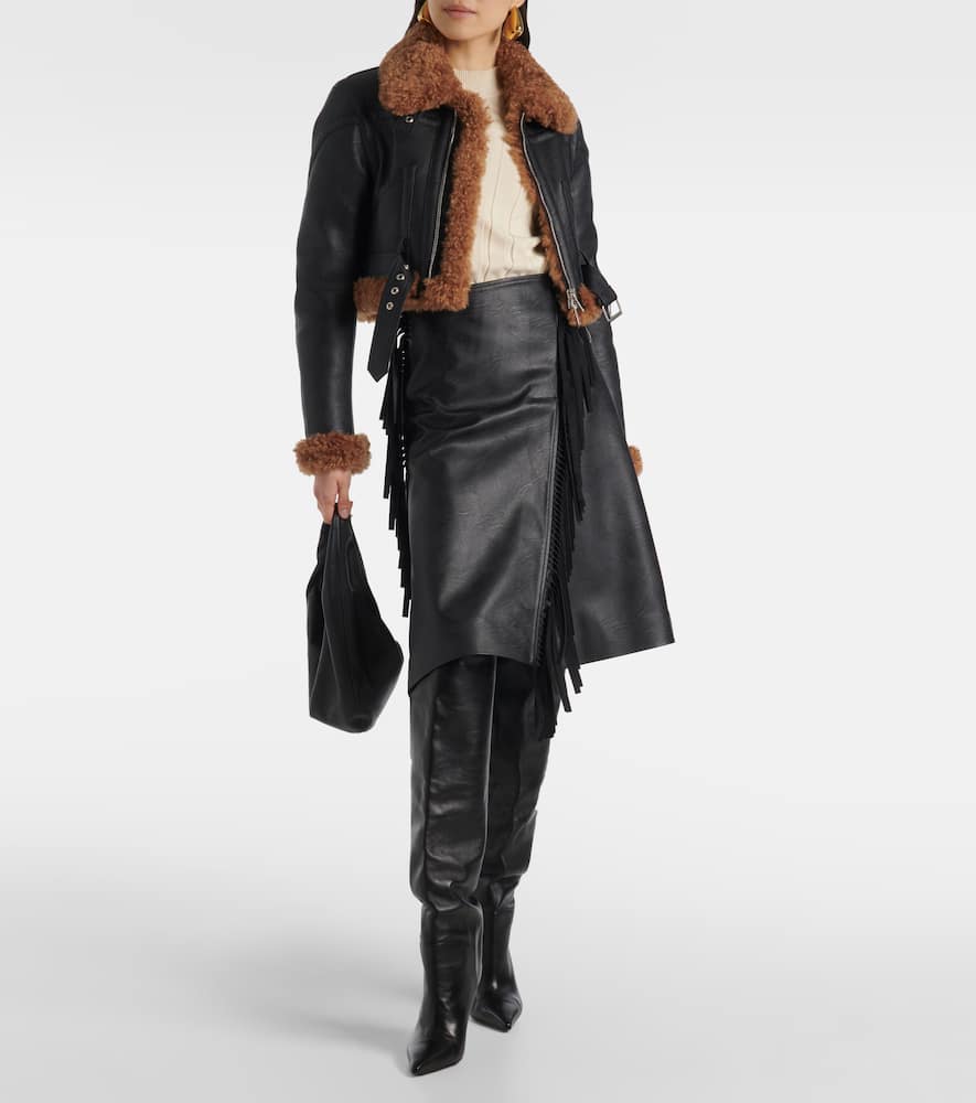 Alter mat faux leather midi skirt