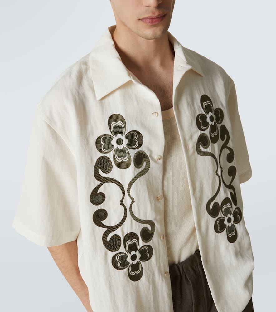 Reflection embroidered bowling shirt