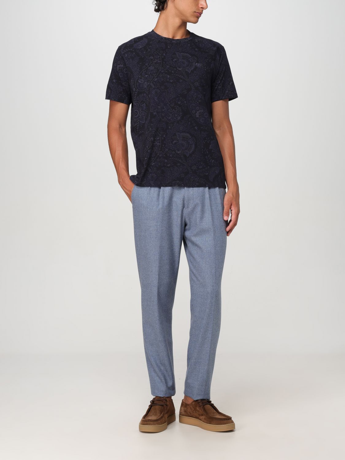 Paisley-print jersey T-shirt - Blue