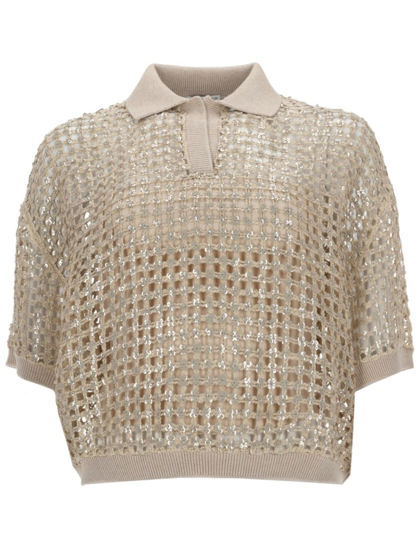 Silk And Linen Knit Polo Shirt