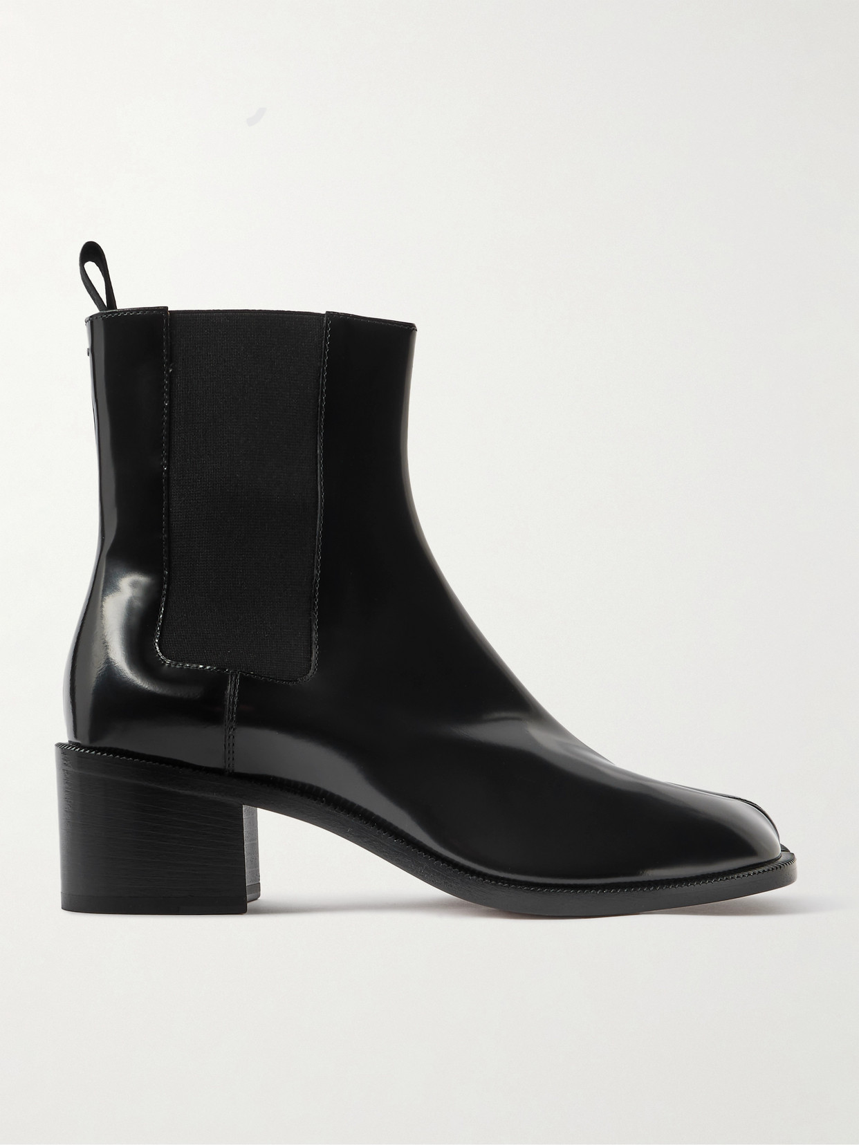 Tabi City Split-toe Glossed-leather Chelsea Boots - Black