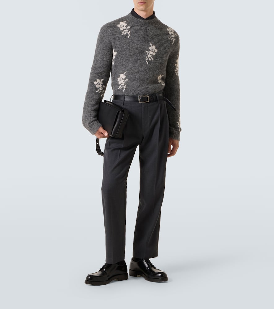 Floral intarsia alpaca and wool-blend sweater