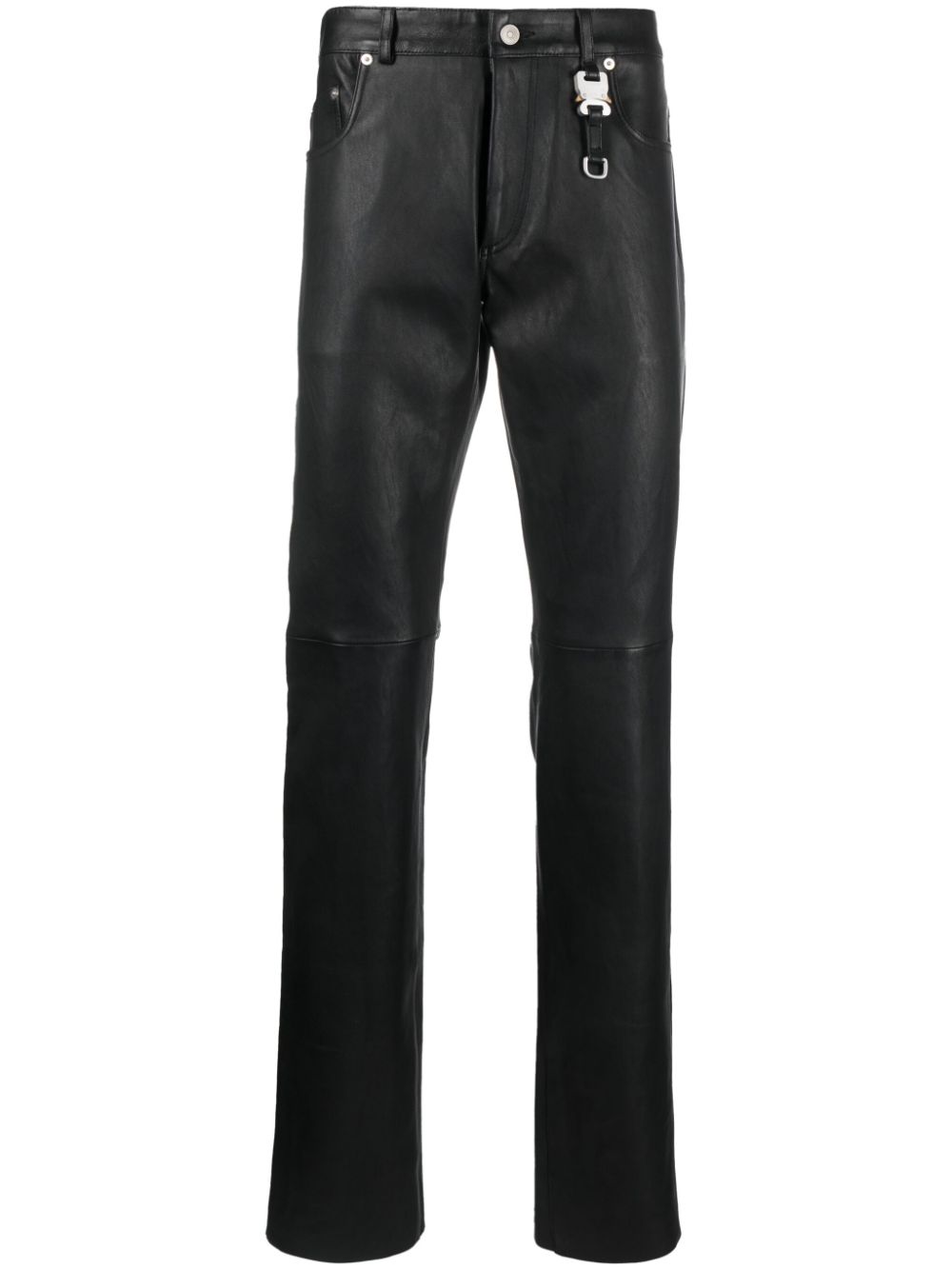Straight-leg leather trousers - Black