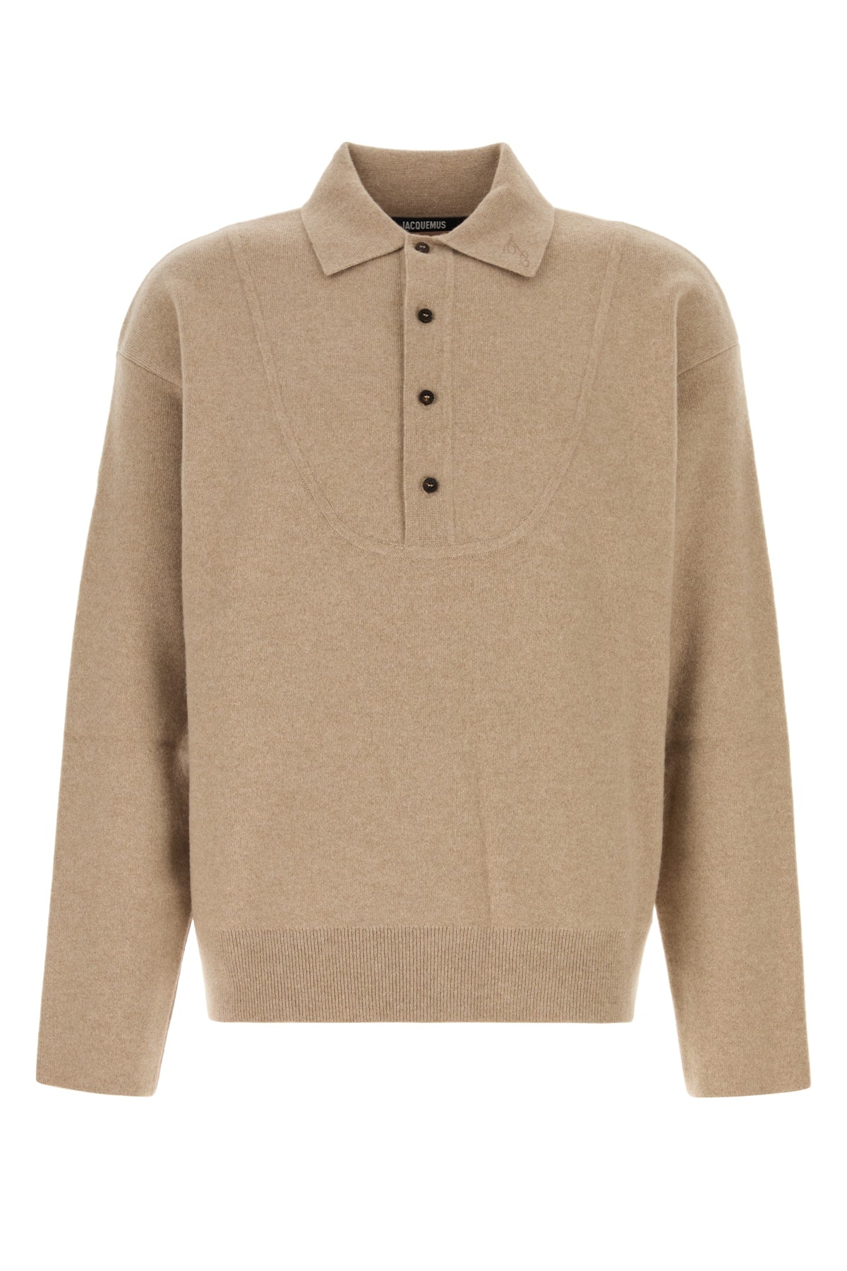 Merino Wool and Cashmere Polo Sweater — Beige