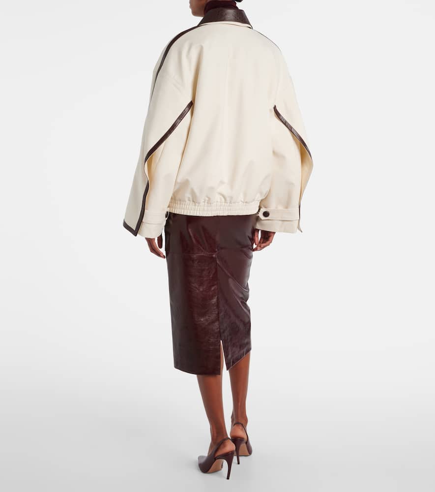 Leather-trimmed cotton jacket