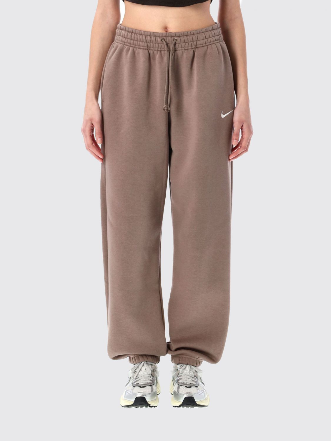 Swoosh-embroidered track pants - White