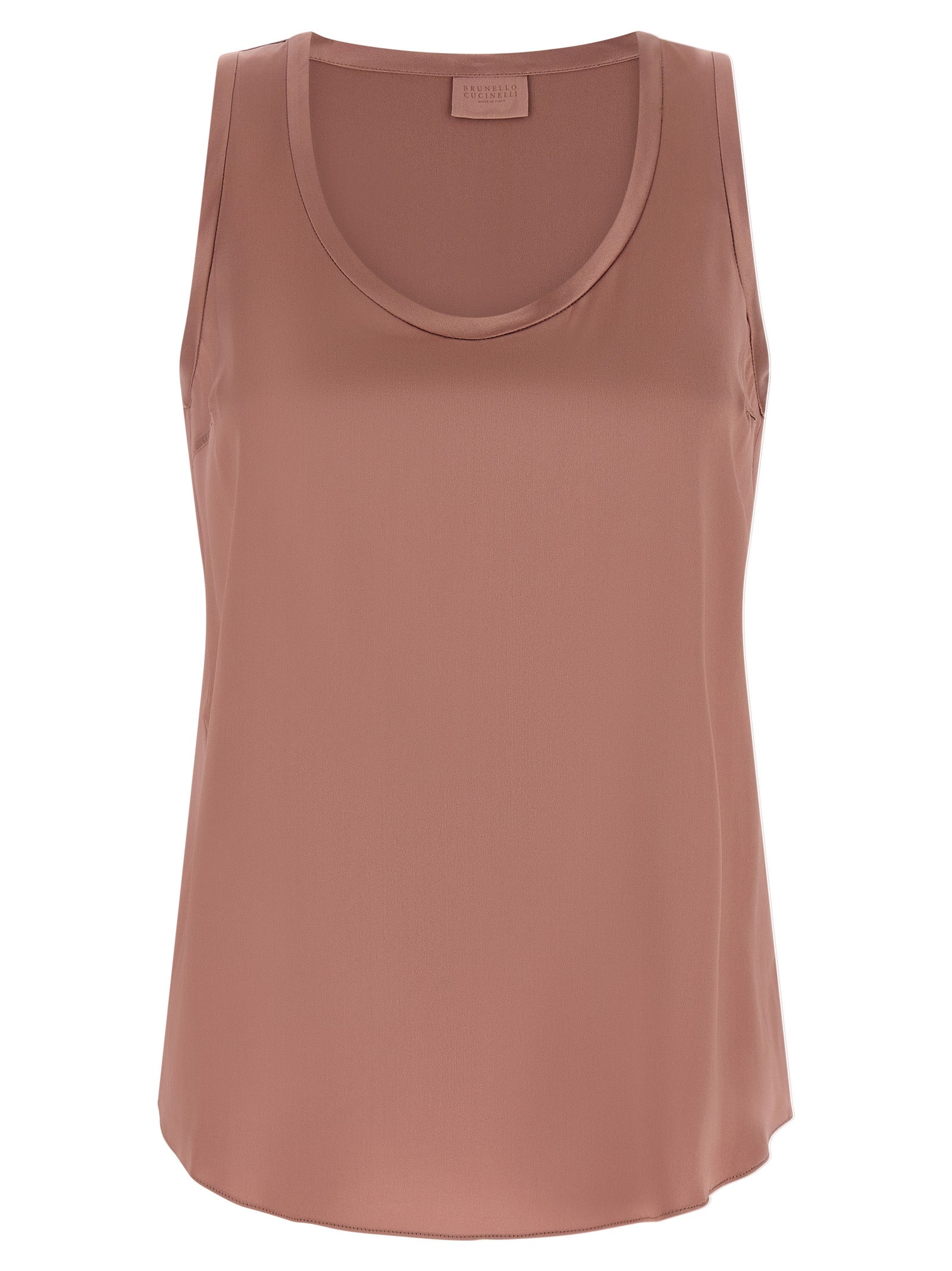 Stretch Silk Satin Tank Top — Pink