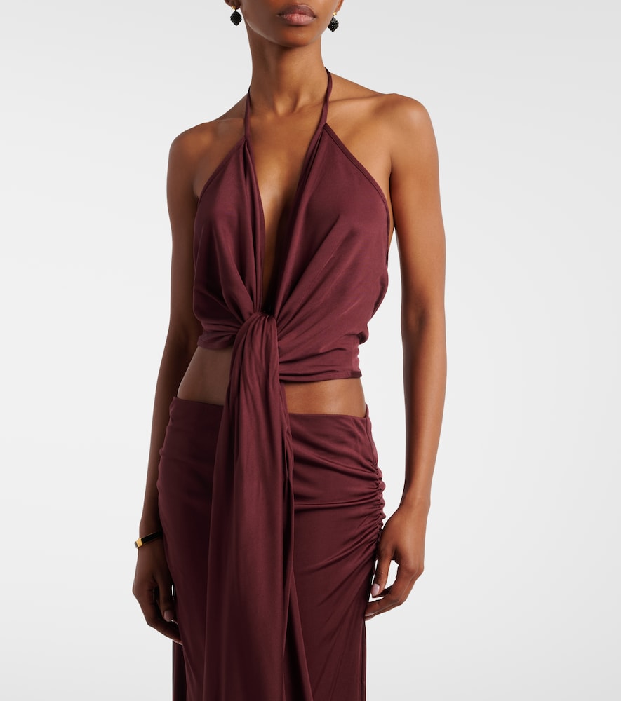 Kaima draped jersey crop top
