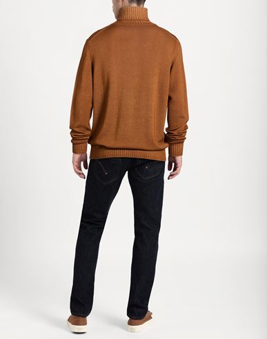 Man Turtleneck Tan Size 44 Merino Wool