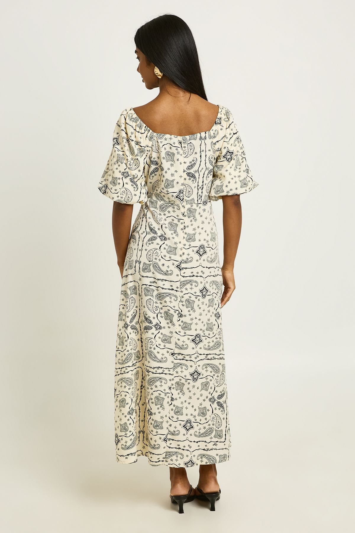 Boohoo Womens Lace Trim Paisley Print Midaxi Dress - Crea