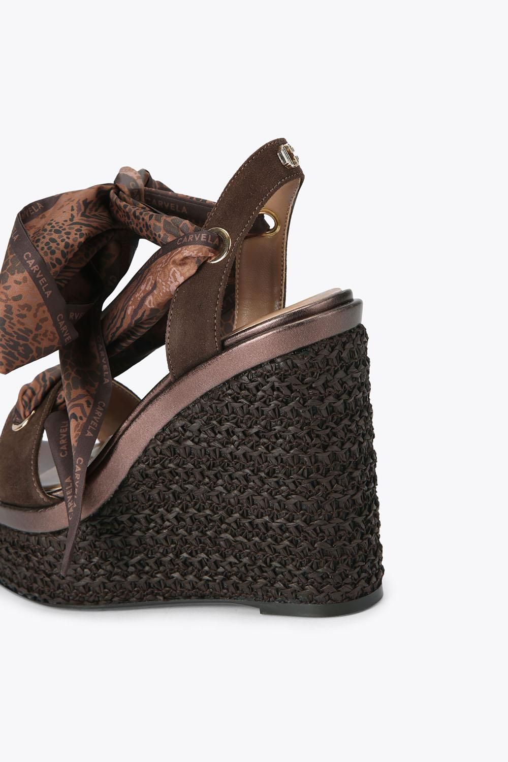 Carvela 'sorrento Scarf Wedge' Suede Heels In Brown