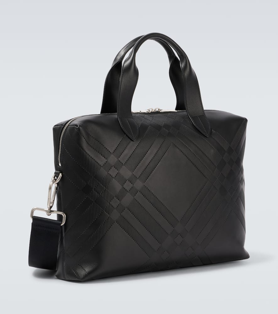 Burberry Burberry Check debossed leather briefcase