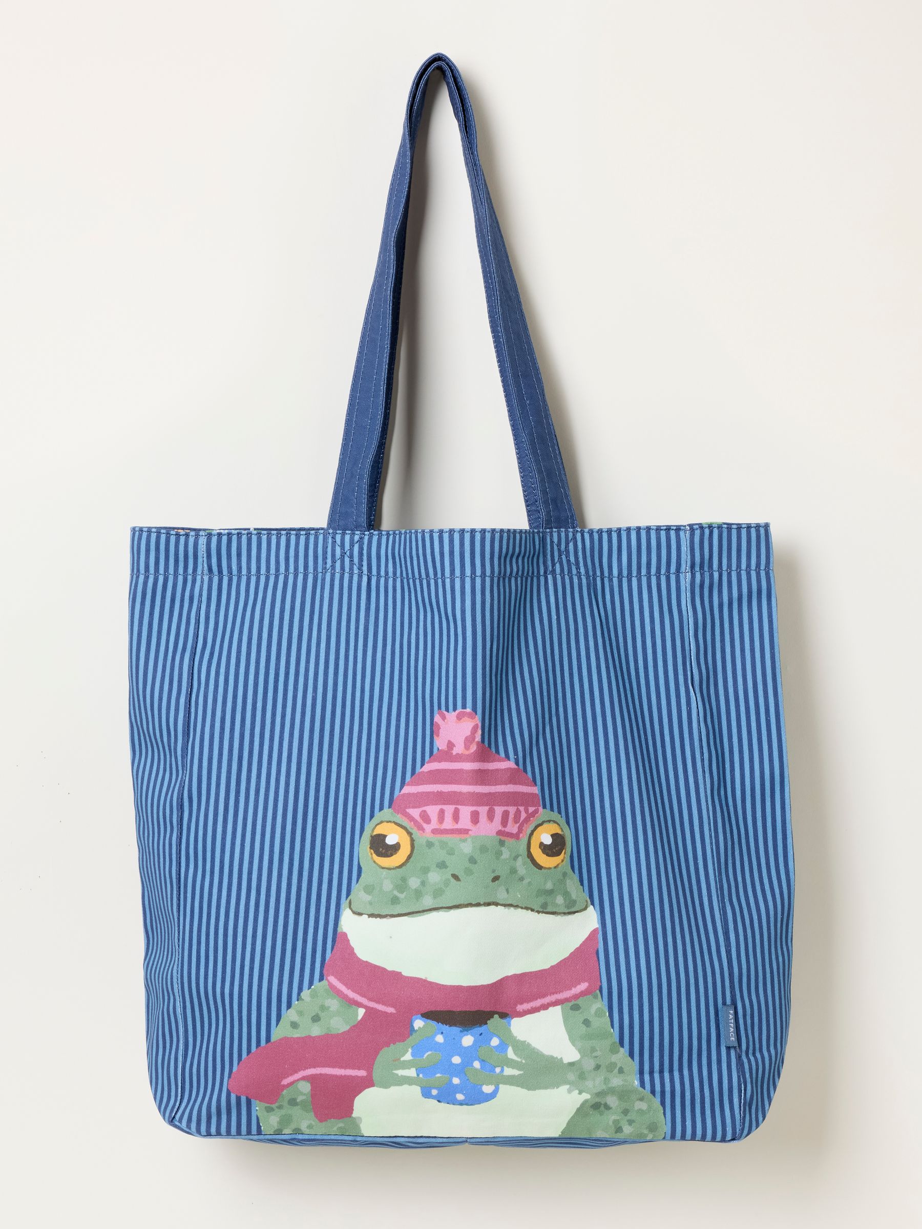 Navy Frog Printed Reversible Tote Bag