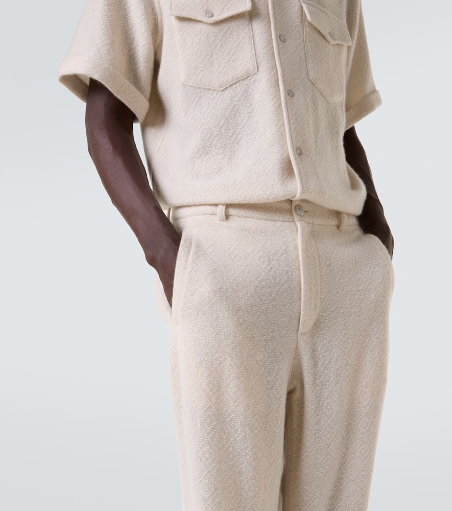 Diamond cashmere straight-leg pants
