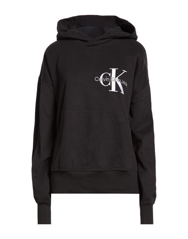 Woman Sweatshirt Black Size S Cotton, Elastane