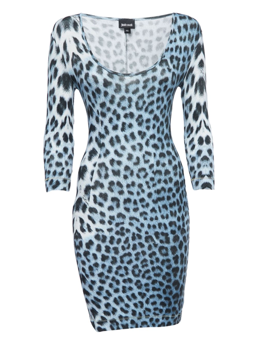 Pre-Owned leopard-print bodycon dress - Blue