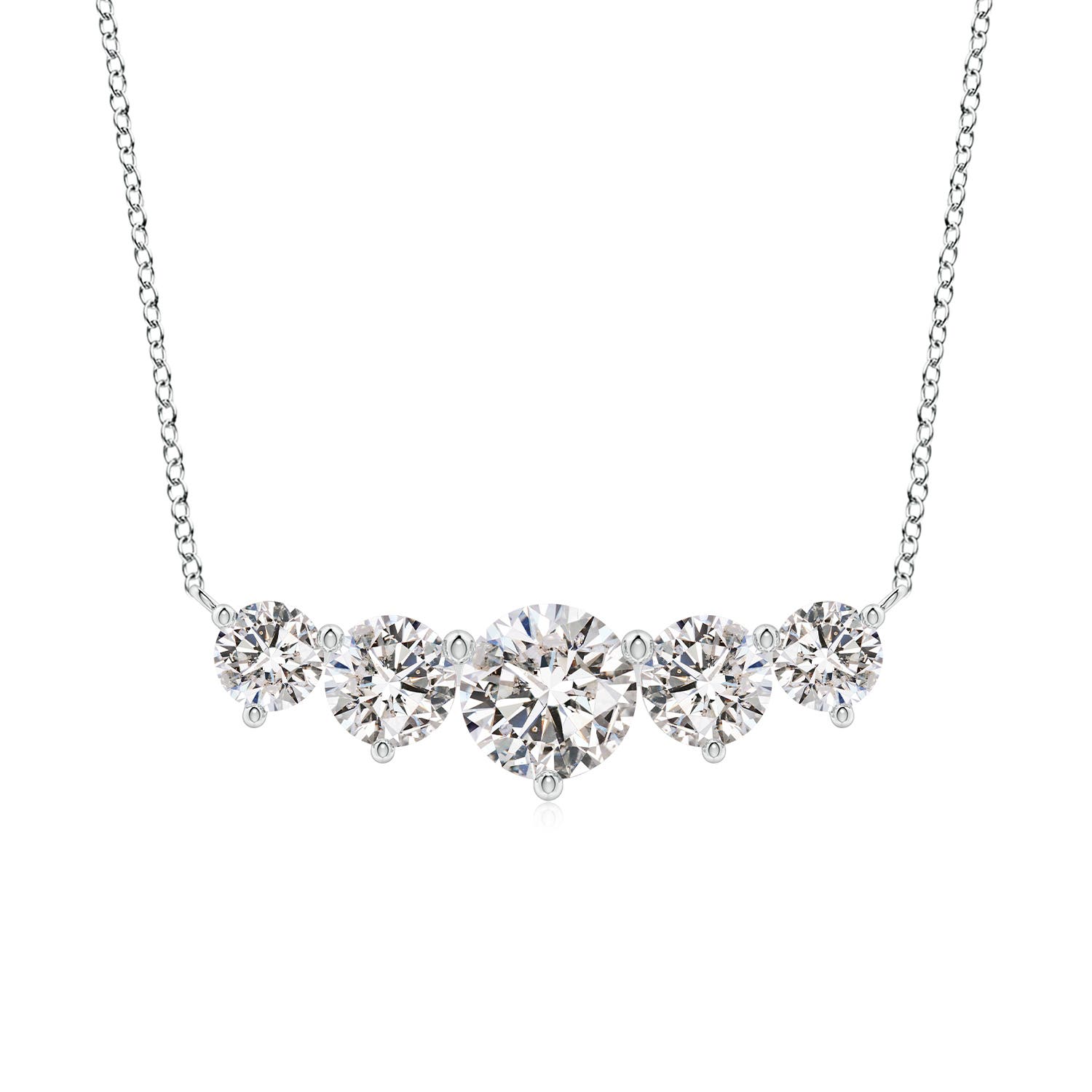 Angara 2.0 Carats Graduated Five Stone Round Diamond Necklace in 18K White Gold