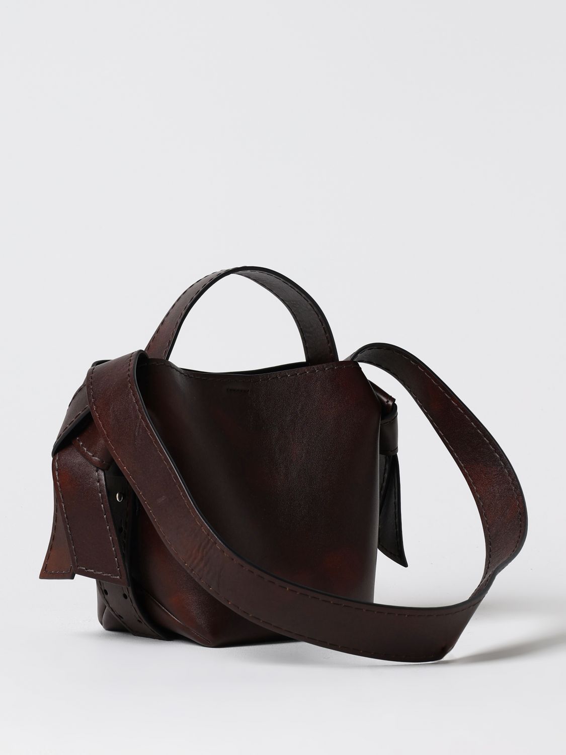 Small Musubi leather tote bag - Brown