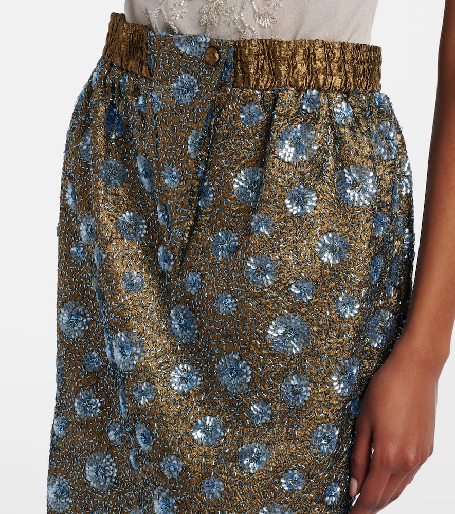 Floral sequined pencil skirt