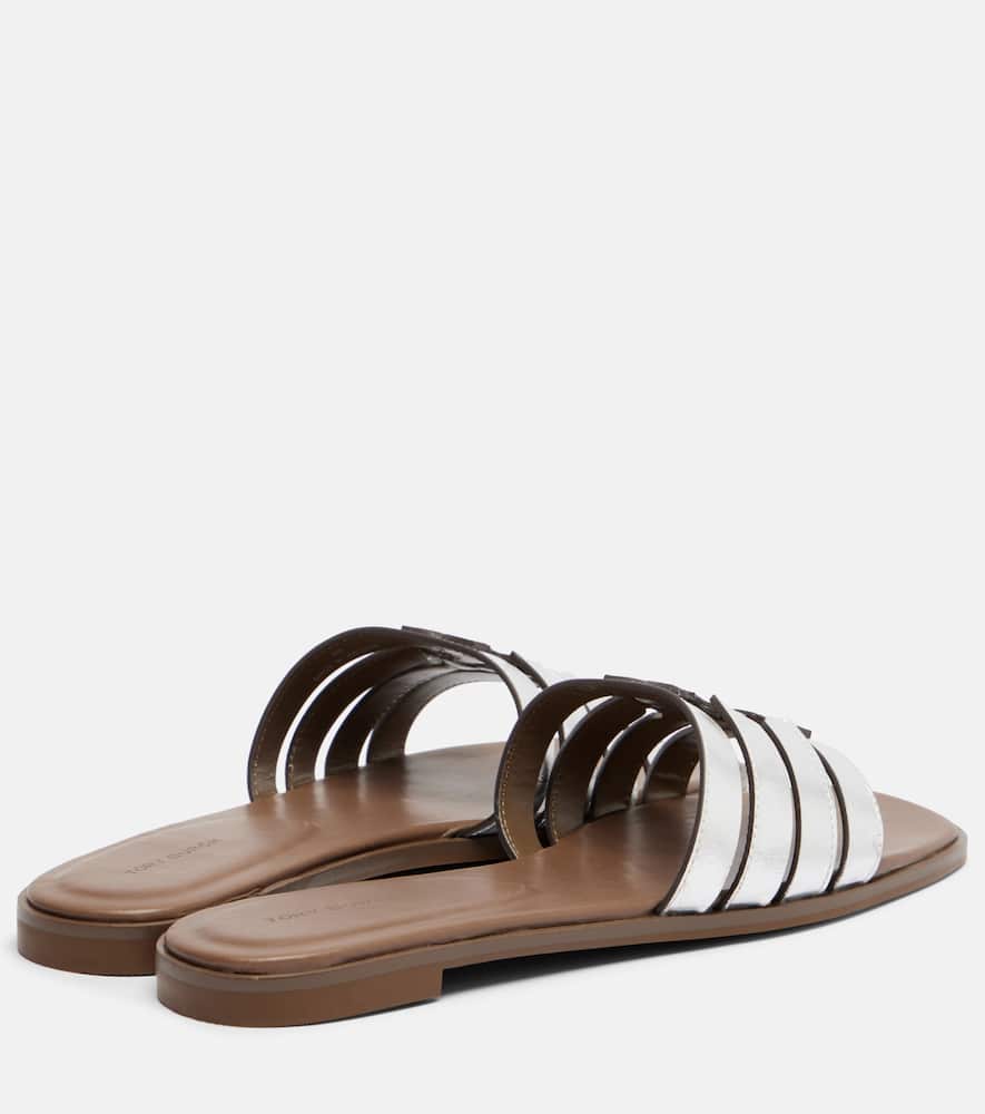 Metallic leather slides
