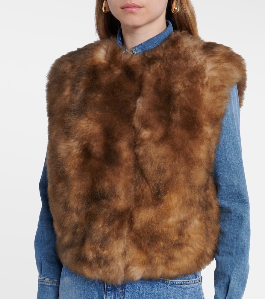 Cropped shearling vest