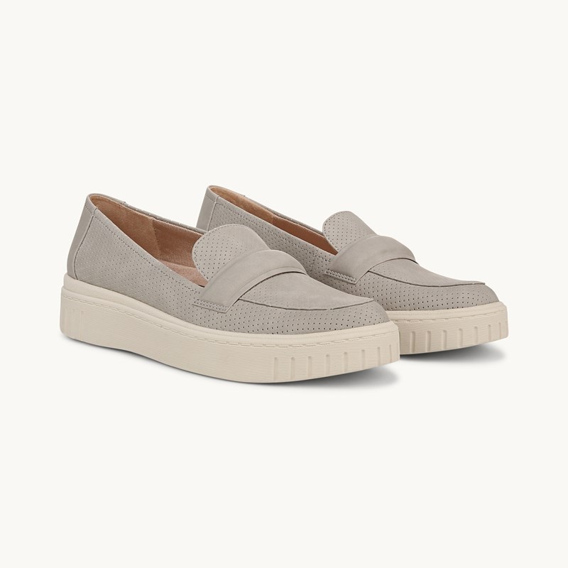 Stride Geneva Loafer Shoes Grey Faux Leather