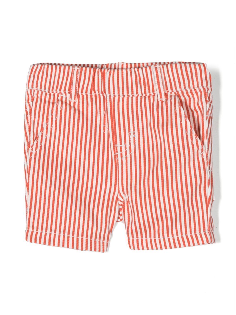 Guitar motif striped shorts - Red