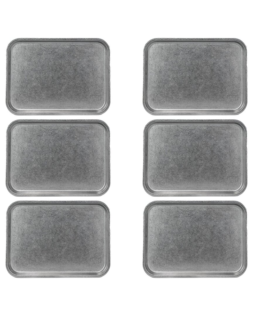 Set of 6 Moab Stainless Steel Coupe Dinnerware: 9in x 12in Rectangular Plate
