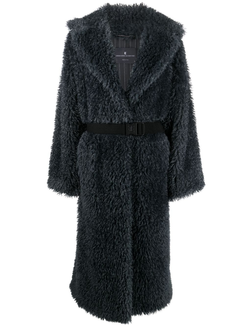 Belted shearling wool coat