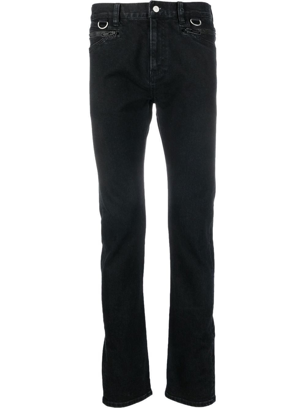 Zip-pocket straight-leg jeans - Black
