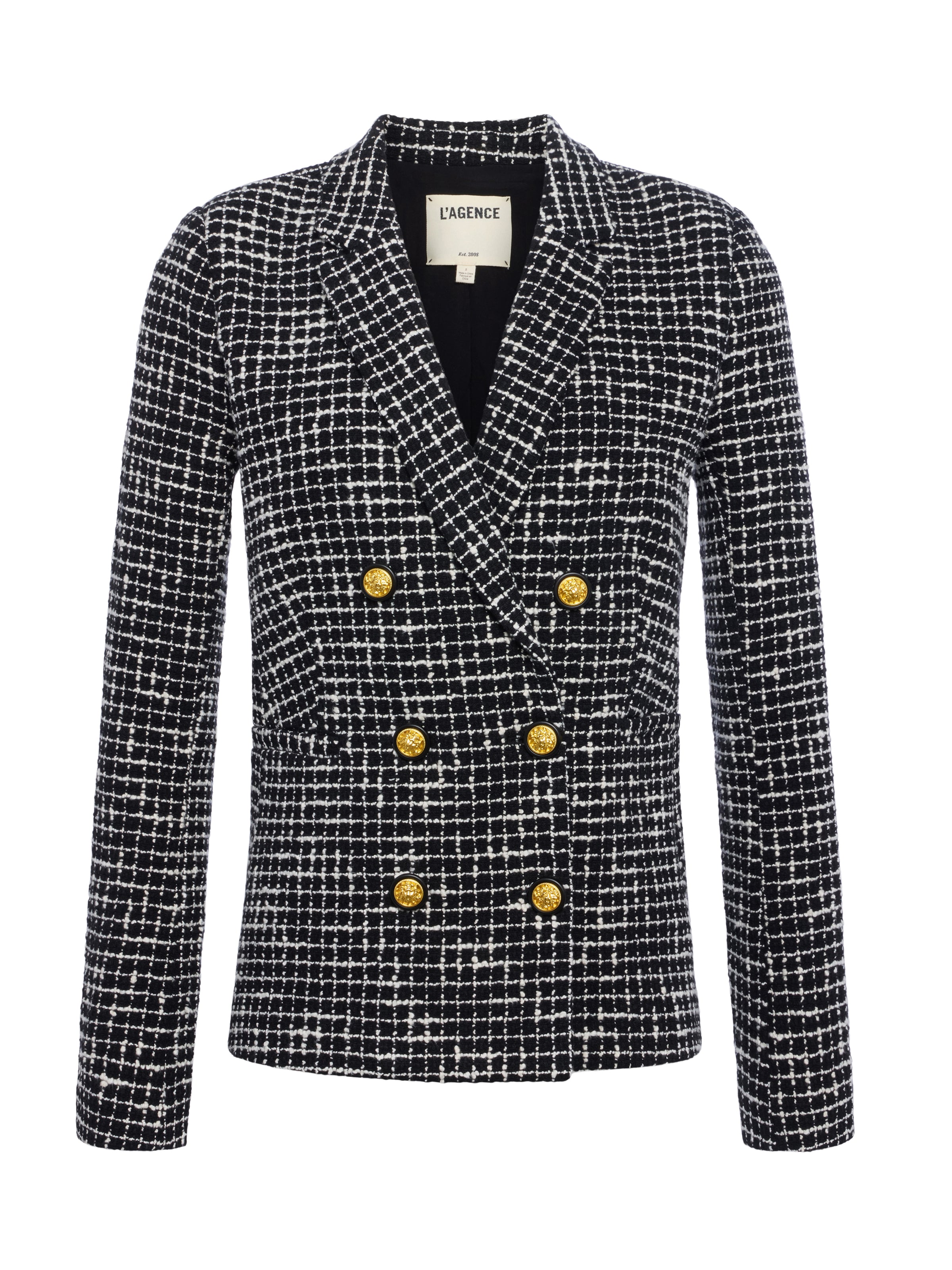 Colin Tweed Blazer In Black/Ecru