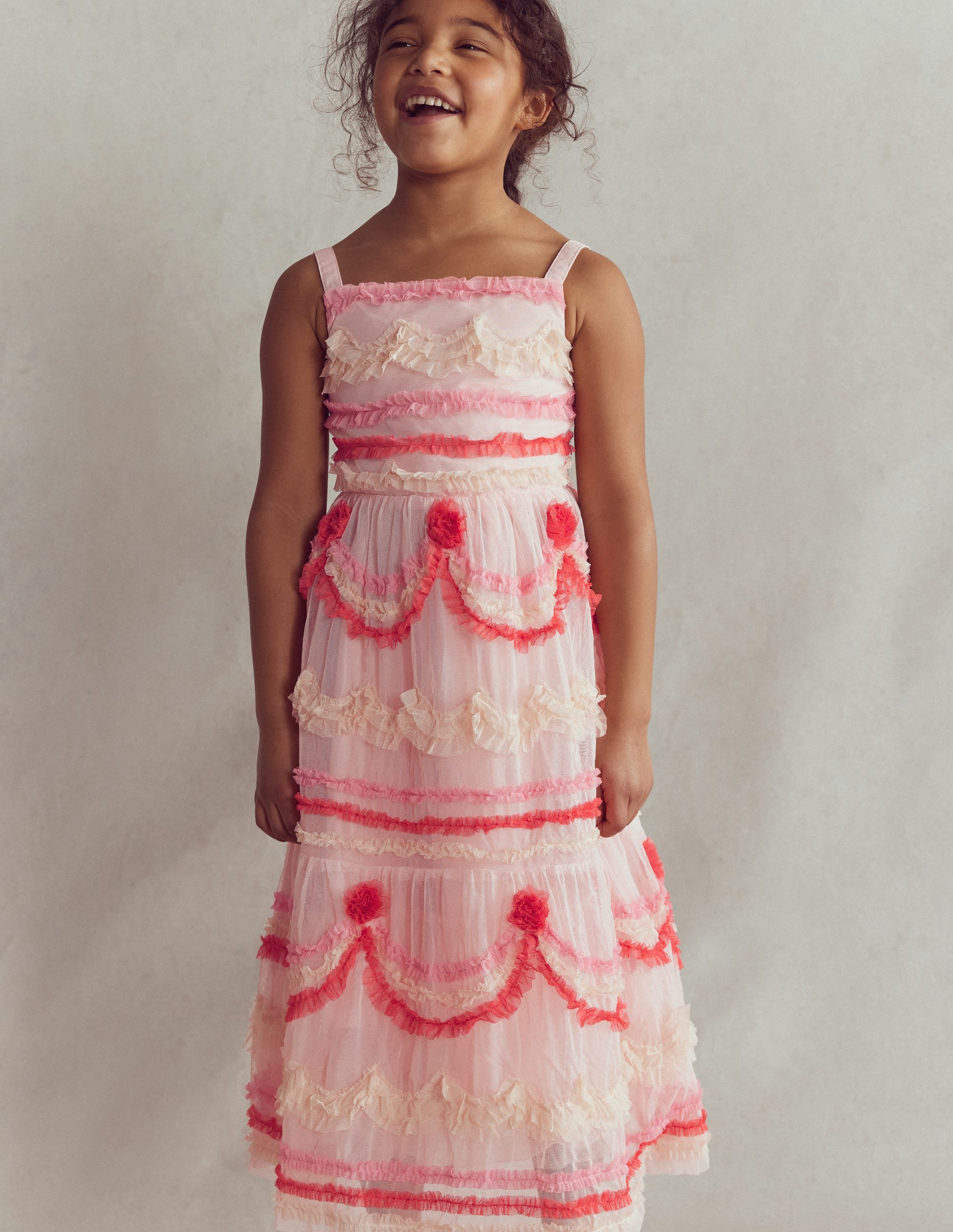 Girls Tiered Cake Tulle Dress in Pink | Size 2-3 Years